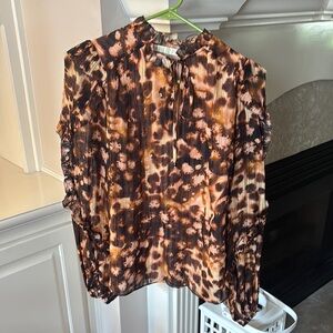 Marie Oliver Brown and Black Leopard Print Blouse